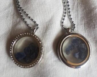 Amulet of Truth- Sapphire in Victorian glass locket.