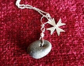 Protection and Wellbeing Amulet - Silver 925  Maltese Cross & Hagstone