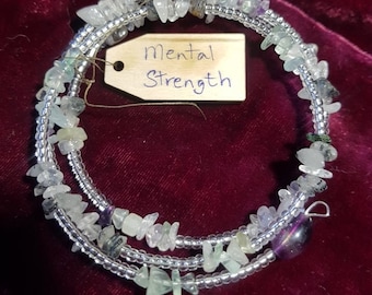 Crystal Healing Memory Coil ' Mental Strength' Bracelet