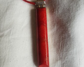 Stick of Red Coral Amulet with 925 Silver