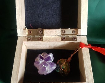 Crystal Healing Box with Small Azurite-Malachite - Spirit Connection, Inner peace.