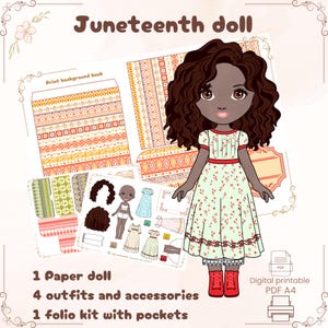 Kit di bambole di carta a tema donne nere per la celebrazione del Juneteenth, con quattro costumi d'epoca, un regalo significativo sulla storia nera per tutte le età.