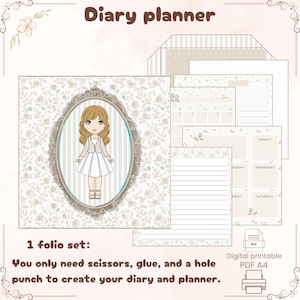 Zestaw Floral Agenda Folio. Do druku A4. Stwórz własny Agenda. Planer pamiętnika.