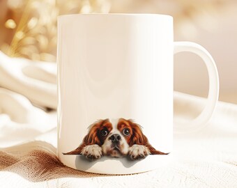 Cavalier King Charles Peeking Portrait Mug | Cavalier King Charles Portrait Mug | Dog Lover Gift Coffee Cup | Dog Owner Tea Cup Gift