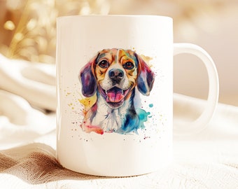 Beagle Watercolor Portrait Coffee Mug | Dog Lover Gift