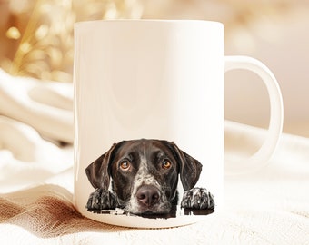 Pointer Peeking Portrait Mug | German Shorthaired Pointer Portrait Mug | Dog Lover Gift Coffee Cup | Dog Owner Tea Cup Gift