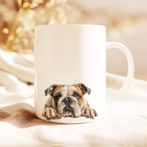 Bulldog Peeking Portrait Mug | Bulldog Portrait Mug | Dog Lover Gift Coffee Cup | Dog Owner Tea Cup Gift