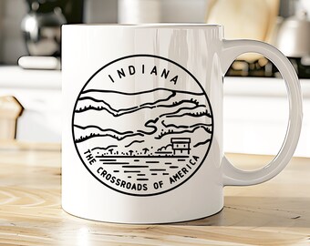 Indiana Mug | IN Coffee Cup | IN State Tea Cup | State Motto Gift | View all our 50 State Mugs
