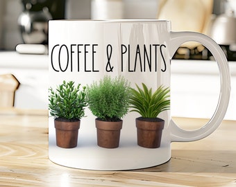 Coffee & Plants Mug: Garden Decor, Plant Lover Gift