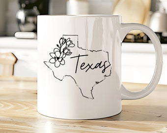 Caneca Texas | Xícara de café TX | Xícara de chá do estado do TX | Presente do mapa do estado | Veja todas as nossas 50 canecas estaduais