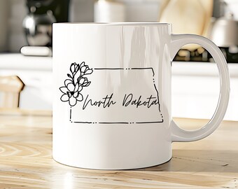 North Dakota Mug | ND Coffee Cup | ND State Tea Cup | State Map Gift | View all our 50 State Mugs
