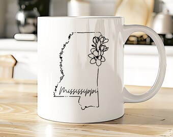 Mississippi Mug | MS Coffee Cup | MS State Tea Cup | State Map Gift | View all our 50 State Mugs