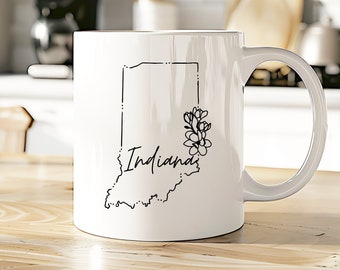 Indiana Caneca | EM Xícara de Café | Xícara de chá do estado | Presente do mapa do estado | Veja todas as nossas 50 canecas estaduais