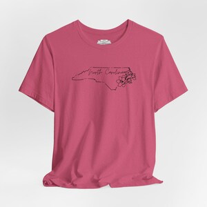 North Carolina Map Floral T-Shirt | Minimalist State Line Drawing Tee image 10