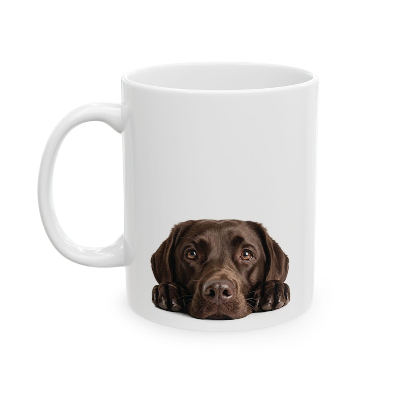 Chocolate Labrador Peeking Portrait Mug | Ceramic Coffee Cup (11oz, 15oz) image 6
