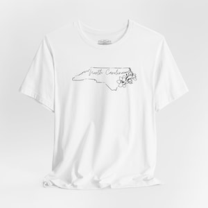 North Carolina Map Floral T-Shirt | Minimalist State Line Drawing Tee image 11