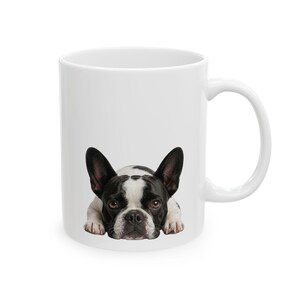 Pied Frenchie Peeking Portrait Mug | Spotted French Bulldog Ceramic Coffee Cup (11oz, 15oz) | Dog Lover Gift afbeelding 7