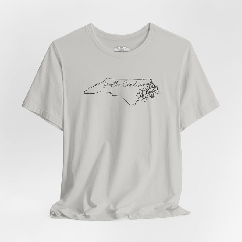 North Carolina Map Floral T-Shirt | Minimalist State Line Drawing Tee image 6