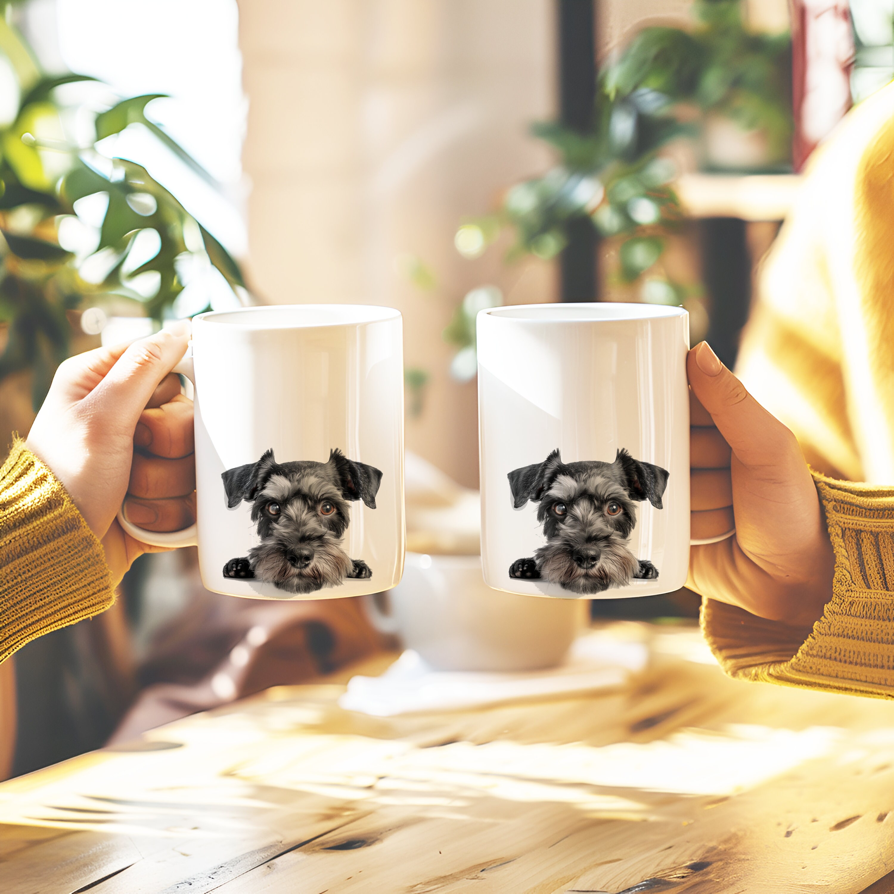 Sottobicchiere Quadrato In MDF 'Keep Calm And Hug Miniature Schnauzer' | Finitura Lucida 9x9 Cm - 2