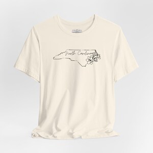 North Carolina Map Floral T-Shirt | Minimalist State Line Drawing Tee image 7