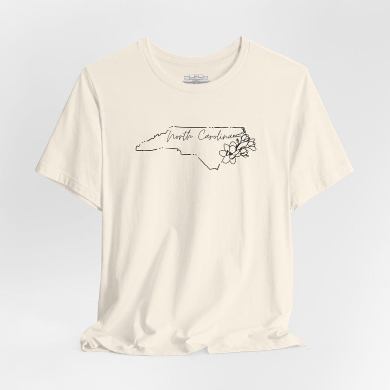 North Carolina Map Floral T-Shirt | Minimalist State Line Drawing Tee image 7