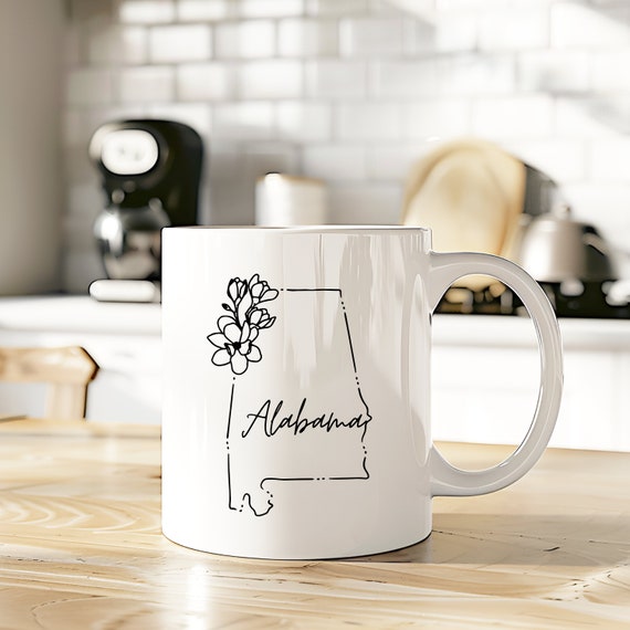 Alabama State Mug | Floral Map, AL Coffee Cup - Etsy