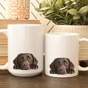 Chocolate Labrador Peeking Portrait Mug | Ceramic Coffee Cup (11oz, 15oz) image 5