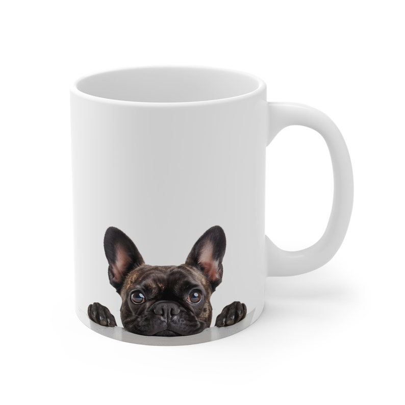 French Bulldog Peeking Portrait Mug | Frenchie Portrait Mug | Dog Lover Gift Coffee Cup | Dog Owner Tea Cup Gift image 4