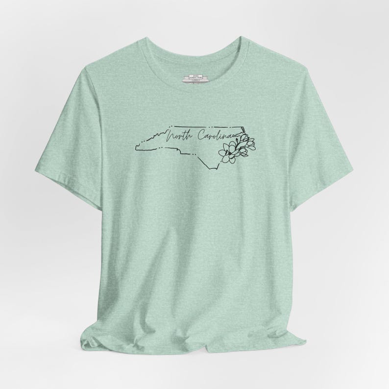 North Carolina Map Floral T-Shirt | Minimalist State Line Drawing Tee image 8