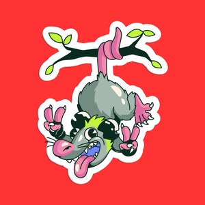 Funny Possum Sticker, Cute Cartoon Possum, Quirky Animal Sticker, Humorous Decal