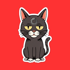 Loading Cat Sticker | Glitching Feline Vinyl Decal | Error 404 Cat Laptop Sticker | Computer Humor Pet Gift