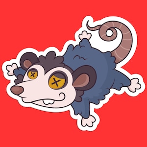 Funny Opossum Sticker, Quirky Animal Decal, Humorous Cartoon Art, Unique Opossum Design, Cute Opossum Sticker, Playful Sticker
