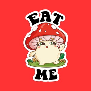 Mushroom Sticker, Kawaii Mushroom Character, Fun Sticker for Laptop, Mushroom Lover Gift