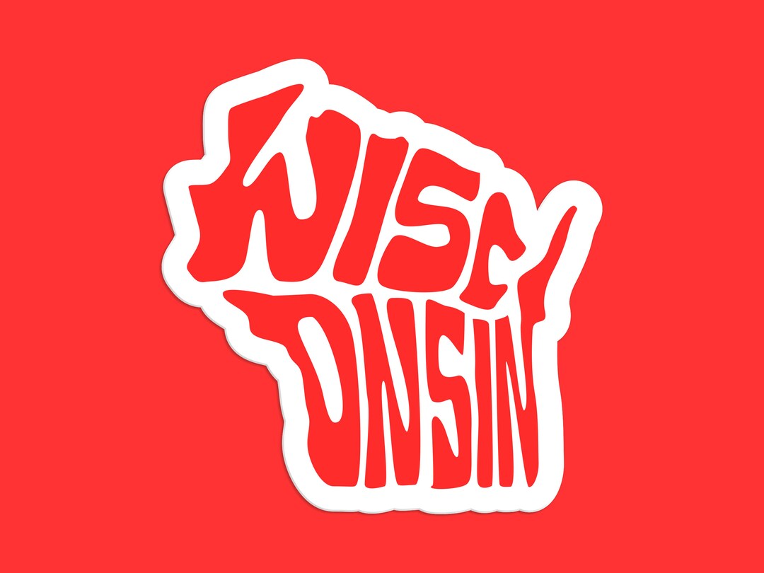 Wisconsin State Sticker, Bold Typography, State Pride, Wisconsin ...