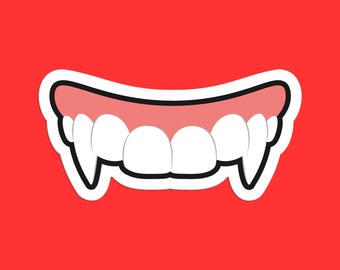 Cartoon Vampire Fangs Sticker: Spooky Gothic Horror