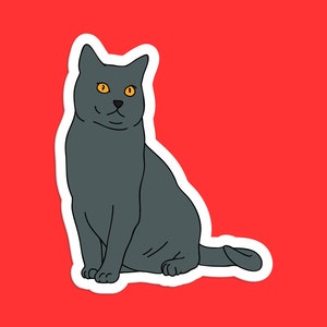 Gray Cat Sticker, Cute Feline Decal, Adorable Cat Art, Pet Lover Gift, Whimsical Kitty Design, Unique Animal Accessory
