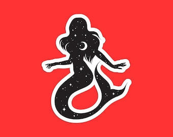 Sticker sirène cosmique - Sticker vinyle Celestial Fantasy