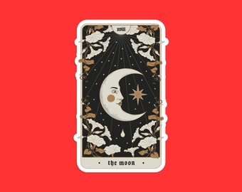 The Moon Tarot Card Sticker, Mystical Tarot Design, Intuition and Dreams, Spiritual Occult Sticker