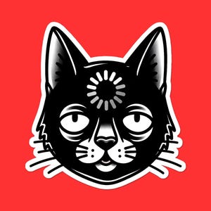 Loading Cat Sticker | Buffering Feline Vinyl Decal | Error 404 Cat Laptop Sticker | Computer Humor Pet Gift