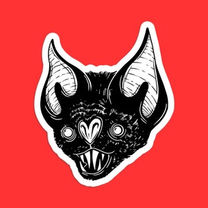 Bat Sticker, Gothic Art, Halloween Decor, Spooky Illustration