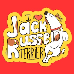 Jack Russell Terrier Sticker, Cartoon Dog Design, Cute Pet Lover Art, Funny Dog Breed Decor