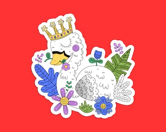 Crowned Goose Sticker: Adorable Waterproof Vinyl Decal