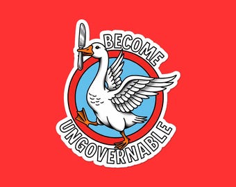devenez une oie ingouvernable de Zazzle.be Liste d'envies Vous avez des idées ? en vinyle drôle de canard rebelle | Sticker oiseau chaotique pour ordinateur portable | Cadeau anarchiste