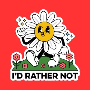 Cute Cartoon Flower Sticker, Funny Daisy Sticker, Inspirational Floral Sticker, Retro Flower Character Sticker, Vinyl Flower Decal