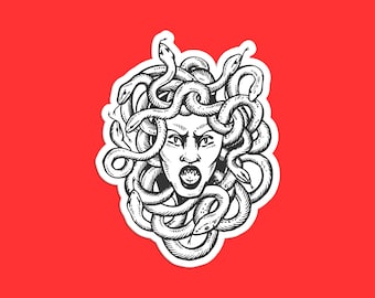 Medusa Sticker - Greek Mythology Snake Hair Gothic Art Decal
