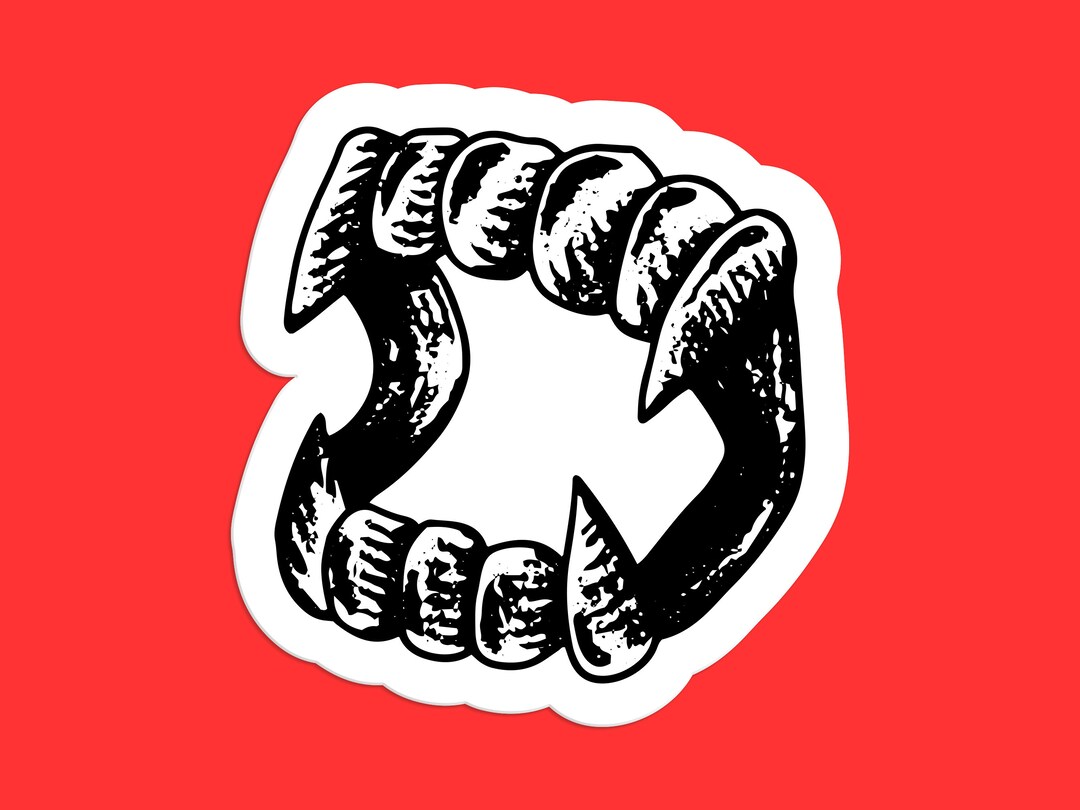 Vampire Teeth Sticker - Gothic Halloween Fangs Decal, Horror Decor