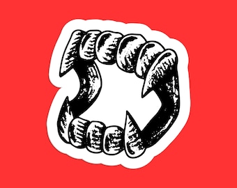 Vampire Teeth Sticker - Gothic Halloween Fangs Decal, Horror Decor