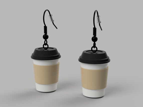 Coffee Cup Dangle Earrings: Handmade Barista Gift