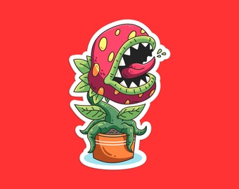 Funny Venus Flytrap Sticker, Colorful Cartoon Plant Decal for Laptops, Water Bottles, and Cars