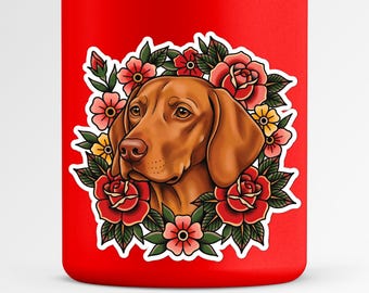 Vizsla Dog Sticker: Floral Dog Lover Gift